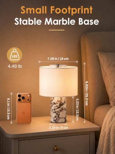 Cordless Marble Table Lamp with Natural Veining Decorative Ambient Lamp - Image 5