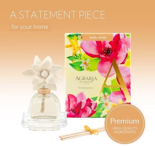 Agraria PetiteEssence 1.7oz Flower and Reed Diffuser Set, Hand Crafted Sola Flower Botanical Air Diffusers for Home, Orchid Vanilla Air Diffusers for Home - Image 2