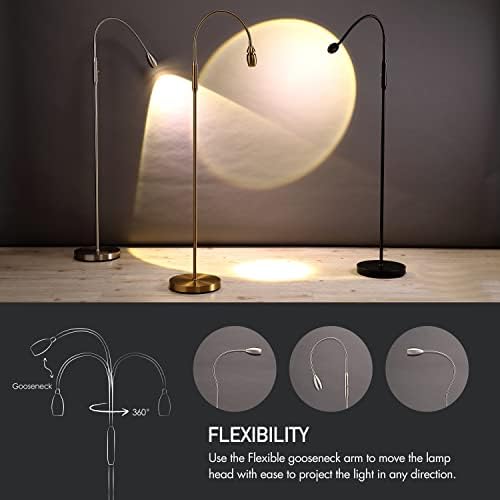 O’Bright Ray – Adjustable LED Beam Floor Lamp, Dimmable and Zoomable Spotlight, Flexible Gooseneck, Reading/Crafting Standing Lamp, Work Table Light, Brushed Nickel - Image 5