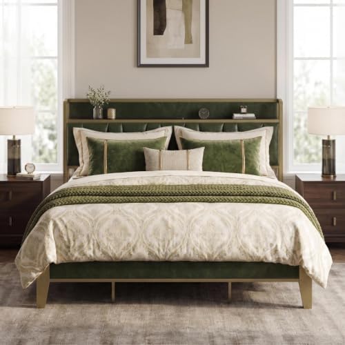 LIKIMIO California King Bed Frame with Storage Headboard & Charging Station by LIKIMIO
