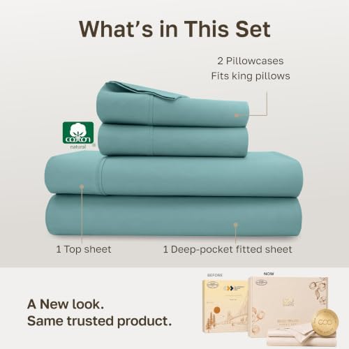 California Design Den 100% Cotton Sateen King Size Deep Pocket Sheets Set - Image 3