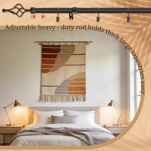 Marsui Quilt Hanger for Wall Display, Spiral Cap Tapestry Rod 32"-79",Black - Image 4