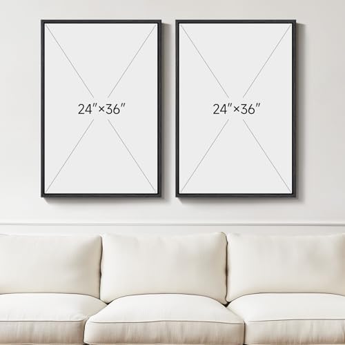 Large Framed Elegant Black White Gold Wall Art for Living Room, 24x36 In - Image 3