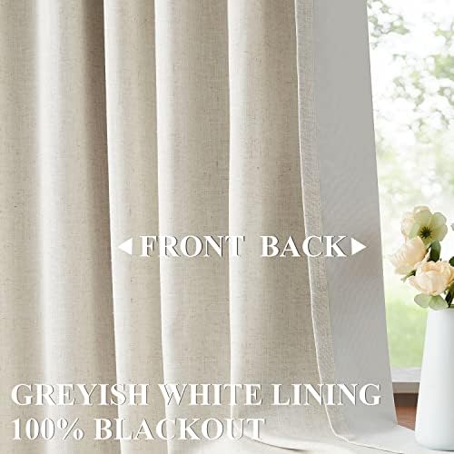 Vision Home Natural Pinch Pleated Full Blackout Curtains Linen Blended Room Darkening Window Curtains 95 inch for Living Room Bedroom Thermal Insulated Pinch Pleat Drapes with Hooks 1 Panel 60"Wx95"L - Image 3
