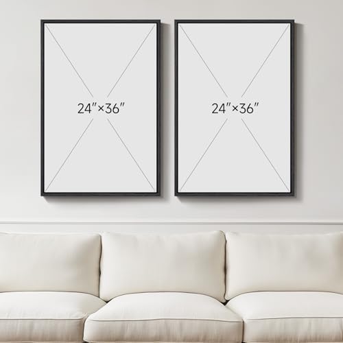 Large Framed Neutral Abstract Wall Art for Living Room Set of 2, 24x36 In - Image 3
