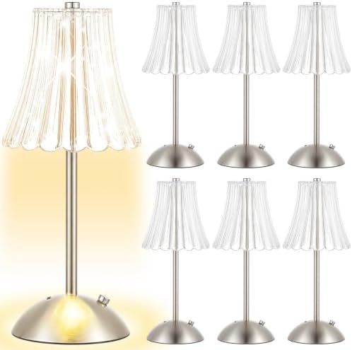 6 Pcs Cordless Table Lamp Rechargeable Touch Lamp Silver Flower by Bornerwhite