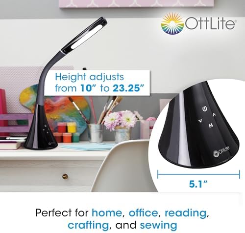 OttLite Swerve LED Desk Lamp with USB Port, Black - Image 5
