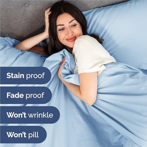 Split King Size 5 Piece Sheet Set - Comfy Breathable & Cooling - Light Blue - Image 5