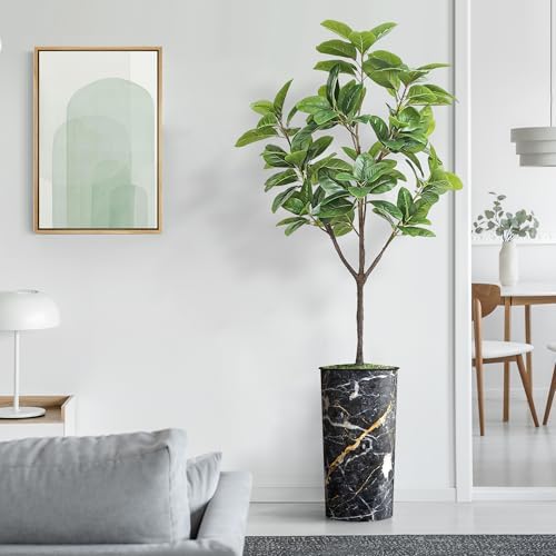 Artificial Tree in Modern Granite Effect Planter, Fake Magnolia Tree for Indoor and Outdoor Home Decoration - 70" Overall Tall (Plant Pot Plus Tree) - Image 3