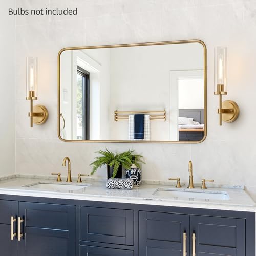 [Hardwired] Wall Sconces Set of Two, Brushed Gold Bathroom Sconces with Clear Glass, Modern Wall Light Fixtures for Bathroom Mirror Vanity, Living Room, Bedroom, Hallway, Stairway, Cabinet, Foyer - Image 6