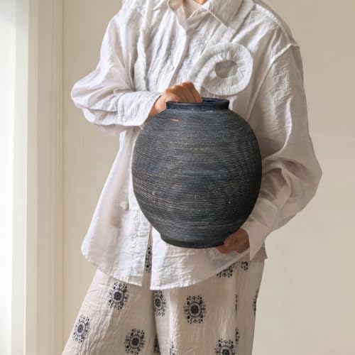 Large Black Ceramic Vase, 10.8" H, Black Bronze Glaze - Image 5