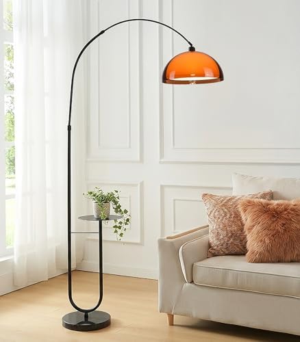 Floor Lamp with Table,Mushroom Arch Floor Lamp with Table Attached 70" Arched Floor Lamp for Living Room Modern Orange Standing Light for Living Rooms, Offices, Dining Rooms, Bedrooms by AMARTIZ