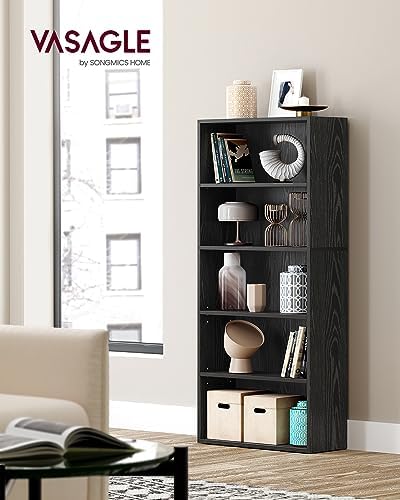 VASAGLE Set of 2 Bookshelves, 5-Tier Open Adjustable Storage Shelves - Image 2