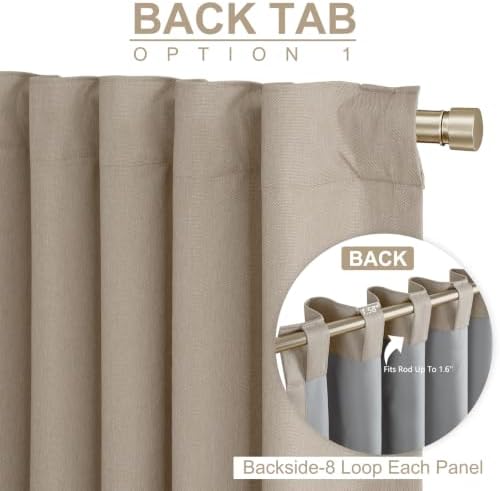 Linen Textured Blackout Sliding Door Curtains 84 Inch Long Burlywood Birch - Image 3