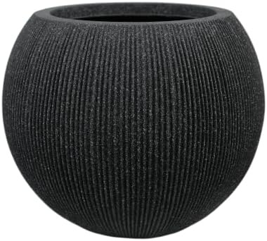 11.8" H x 14.5" Dia Large Round Plastic Black Planter with Drainage & Plug by UPPERSTONELIVING