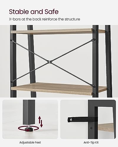 VASAGLE Ladder Shelf, Bookcase Book Shelf, Storage Shelves, 5-Tier, 22In - Image 6