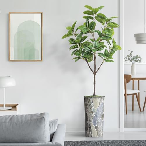 Artificial Tree in Modern Planter, Fake Rubber Silk TRE for Indoor and Outdoor Home Decoration - 70" Overall Tall (Plant Pot Plus Tree) - Image 3