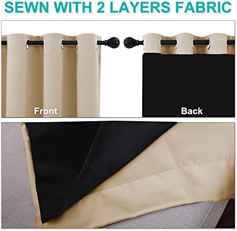 NICETOWN Biscotti Beige Curtains for Living Room 37" w x 84" L 2 Panels - Image 5