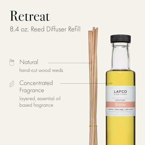 LAFCO New York Reed Diffuser Refill, Retreat - 8.4 oz - Up to 4-Month Fragrance Life - Includes Natural Wood Reeds - Free of Dyes & Propellants - Made in The USA - Image 2