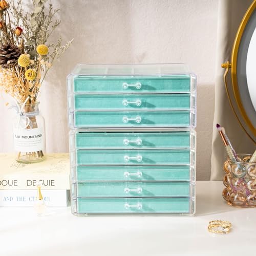 ProCase Earring Holder Organizer Jewelry Box with 8 Drawers, Aqua - Image 6