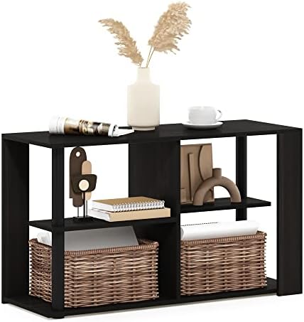 Furinno Romain Narrow End Table with Shelves, Espresso/Black by Furinno-FitsYourSpaceFitsYourBudget