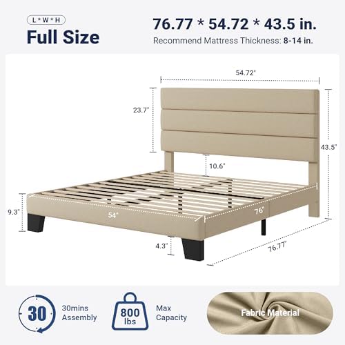 Allewie Full Size Platform Bed Frame with Fabric Upholstered Headboard - Image 2