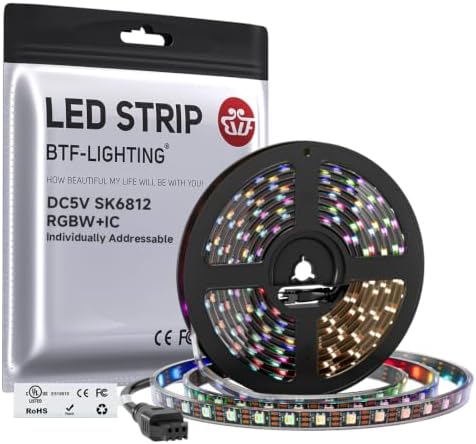 BTF-LIGHTING RGB+Natural White SK6812 LED Strip 16.4FT 300LED DC5V IP67 by BTF-LIGHTING