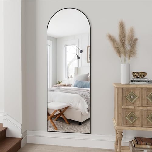 Dewfig Arched Full Length Mirror, 57"X20" Large Full Body Mirror, Black - Image 3