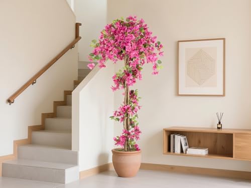 6FT Fake Bougainvillea Tree – Tall Artificial Pink Flower Plant for Home or Office Decor, Realistic Faux Tree for Living Room, Hallway, or Indoor Garden - Image 5