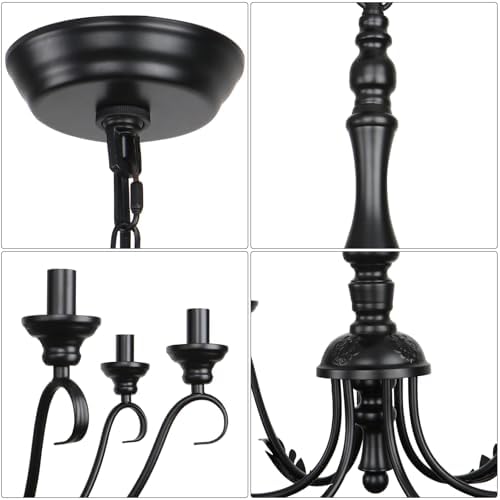 Modern Black Chandelier, 6-Light Farmhouse Dining Room Chandelier - Image 5
