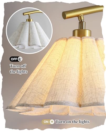 Floor Lamp with Pleated Linen Lampshade, Remote Control Modern Flower Floor Lamp for Living Room Arc Standing Lamp, Gold Tall Lamp for Bedroom Office Dining Room, Bulb Included - Image 2