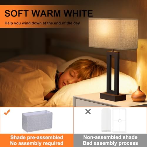Seealle Nightstand Table Lamps for Bedrooms Set of 2 - Touch Bedside Lamp with USB C+A, 3 Way Dimmable Living Room End Tables 2, Modern Night Stand Bed Side Guest Room(Grey) B. Grey - Image 5