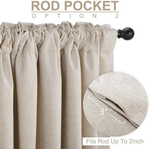 Linen Total Blackout Curtains for Bedroom Living Room 90 Inch, Cream - Image 4