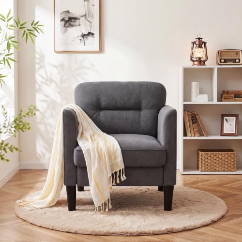 Kromax Accent Chair for Living Room, Comfy Upholstered Armchair, Grey - Image 6