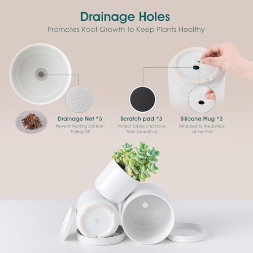 vancasso Ceramic Plant Pots, 3 Piece Planters for Indoor Plants, White - Image 5