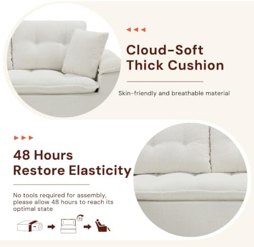 Korser 110" Cloud Sectional Boneless Couches for Living Room, Modern Modular Sectional Sofa with Ottoman, Cloud Couch with Comfy Deep Seats, Tufted Chenille L-Shape Sofa Couch for Living Room, Beige - Image 3