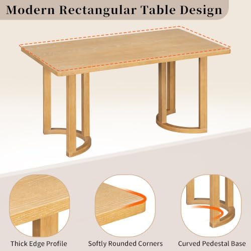 VilroCaz Acacia Wood 7 Piece Dining Table Set with 6 Upholstered Chairs - Image 5
