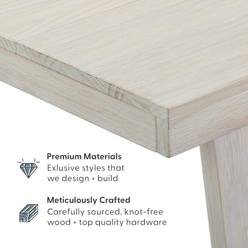 Plank+Beam Classic 72 Inch Dining Table, Rectangular, White Sand Wirebrush - Image 4