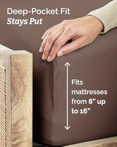 Twin Size 3 Piece Sheet Set - Comfy Breathable & Cooling Sheets - Brown - Image 4