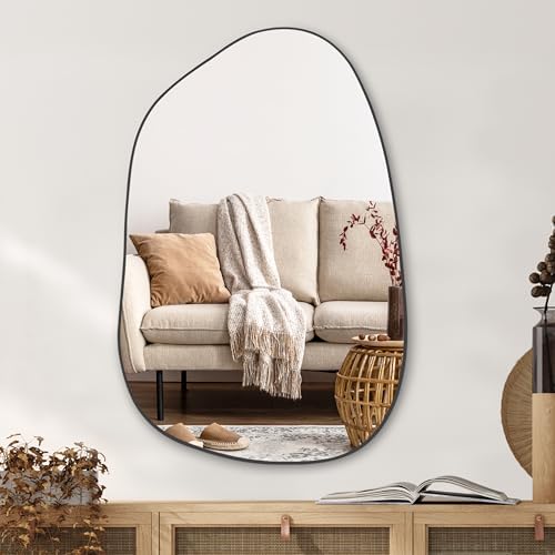 PERFNIQUE Irregular Wall Mirror Asymmetrical Mirror, 40''x26'' Black Mirror for Bathroom Bedroom Living Room Entryway, Decorative Modern Wall Decor, Wall Mounted Mirror (Black, 40" x 26") by PERFNIQUE