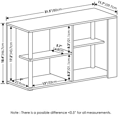 Furinno Romain Narrow End Table with Shelves, French Oak/Black - Image 3