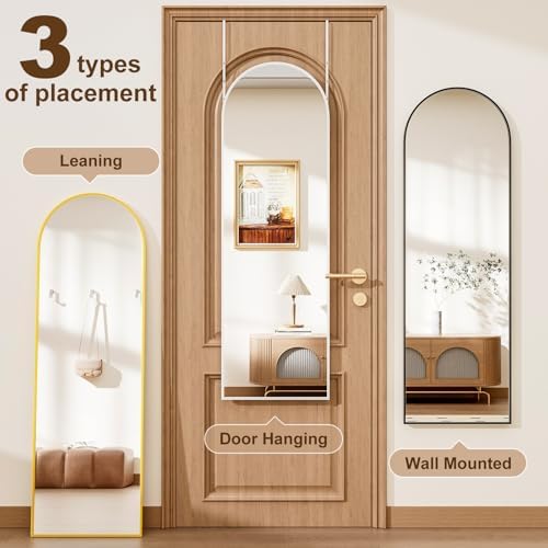 Rowjut Full Length Door Mirror, Wall Mounted Wall Mirrors, 50"X16" Arched Behind Door Mirror for Use in Living Rooms, Rooms, Bedrooms, Cloakrooms, etc. Durable & Stylish Home Decor (White) - Image 6