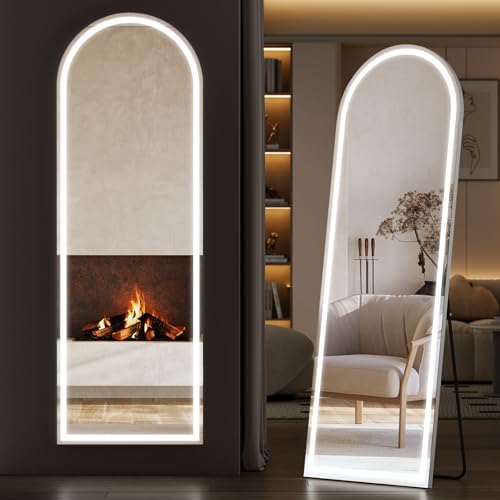 Sweetcrispy LED Arched Full Length Mirror, 63"x21" Full Body Floor Mirror by Sweetcrispy