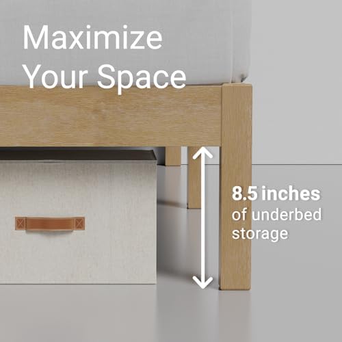 LIFEMENT Full Bed Frame with Headboard Classic Wood Platform, Noise Free, Under Bed Storage, No Box Spring Needed, Easy Assembly, Natural - Image 5
