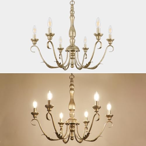 23.62'' Antique Silver Chandelier, 6-Light Farmhouse Chandeliers - Image 3