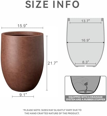 Kante Large Round Bullet Rusty Concrete Planter 21.7" Tall, Outdoor - Image 2