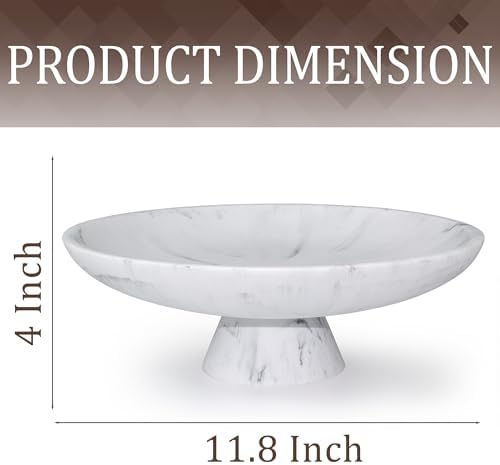 YMXYJM Modern Pedestal Decorative Bowl, Large Resin Fruit Bowl, white - Image 7