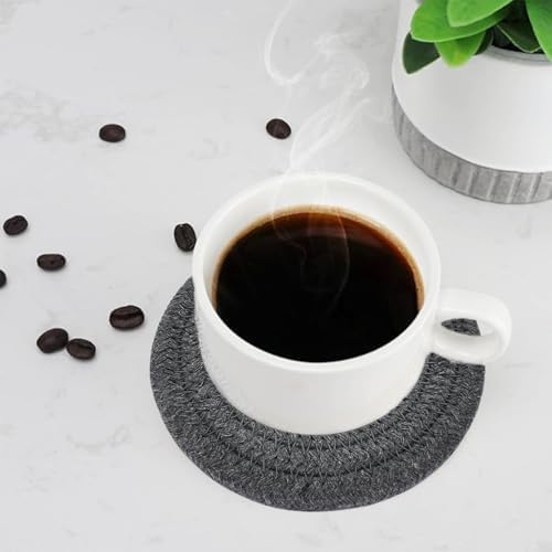 ABenkle Woven Coasters for Drinks Set of 6, Boho Absorbent Drinking Coaster, 4.3 Inch - Perfect Housewarming Gift, Home Decor, Bar Essentials for Coffee Table - Image 4