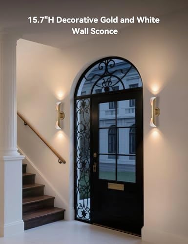 Tubicen Wall Sconces Set of 2, Dimmable Hardwired Wall Lights, Gold, 15.7" - Image 2