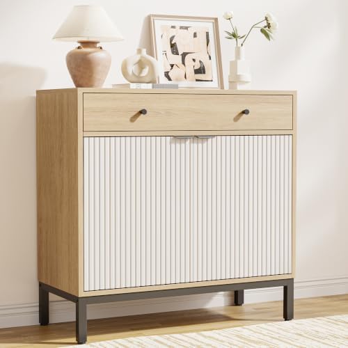 Mericonia Sideboard Buffet Cabinet Storage, Modern Wood Console Fluted Credenza by MERICONIA